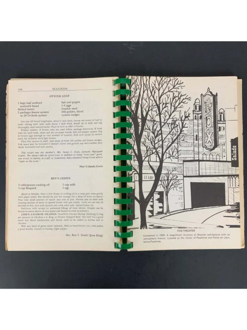 Atlanta Natives Favorite Recipes Spiral-Bound Cookbook 1980 Georgia USA Vintage